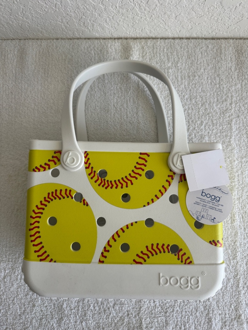 Bogg Bag Yellow Softball Print Tote Bag - Picture 8 of 9